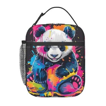 Imagem de Ti Caldi Lancheira divertida de panda para mulheres, meninas, meninos e crianças, lancheira térmica térmica com respingos de panda para escola, piquenique, escritório, trabalho, viagens, lancheira