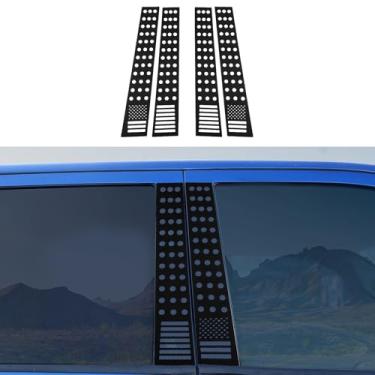 Imagem de CheroCar Para Dodge Ram 1500 2009-2017 de liga de alumínio, acabamento de painel de poste de pilar, 4 peças, kits de capa de acabamento de porta de janela de carro, acessórios externos da bandeira