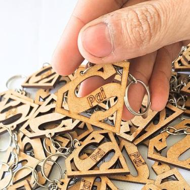 Imagem de Chaveiro dia dos Pais Super Pai Personalizado Em Mdf 30 Un. - shopmoby