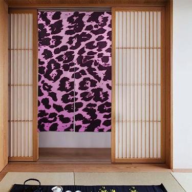 Imagem de Cortina japonesa leopardo roxo Noren cortina divisória de banheiro tapeçaria de porta tratamento de janela para decoração de casa 86 x 142 cm