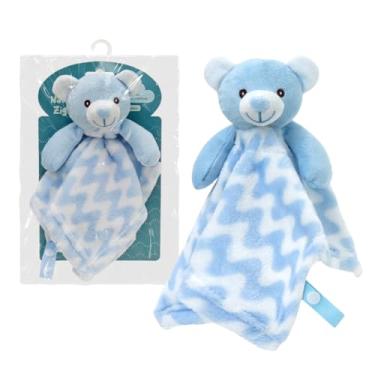 Imagem de Bebê Naninha Hipoalergênica Pelúcia Macia Animais variados Safari (Azul, Ursinho Listrado)