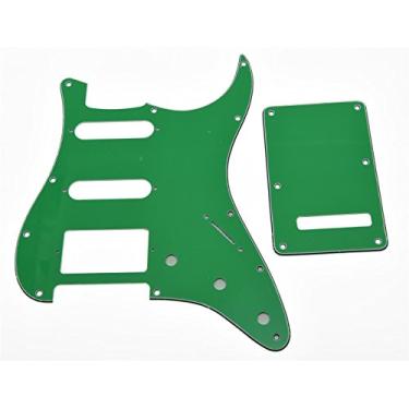 Imagem de KAISH 11 furos estilo Strat HSS Pickguard ST placa traseira Tremolo Trem capa para EUA/México Stratocaster/Strat Green 3 camadas