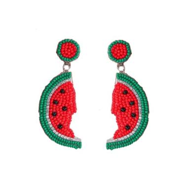 Imagem de Lindos brincos de frutas com contas de morango laranja modernos feitos à mão brincos pendentes boêmios declaração fruta verão praia férias joias para mulheres, Liga de aço, Sem pedra preciosa