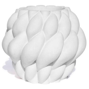 Imagem de Vaso Decorativo Novelo 13cm Em Cimento Artesanal Sala E Cozinha Branco