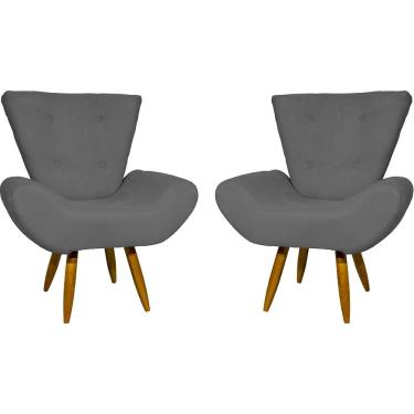 Imagem de Kit 2 Poltronas Decorativa Para Sala Recepção Manicure Consultório Escritório Emilia Suede