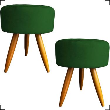 Imagem de Kit 2 Puff Decorativo Redondo Para Sala Quarto Penteadeira Pé Palito Castanho Suede Cores