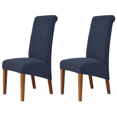 Imagem de Lzyjckh Capa elástica para cadeira de jantar, Capas para cadeiras com encosto alto, Protetor de capa para cadeira Parsons removível e lavável, para sala de jantar, festa,Dark blue,2PCS