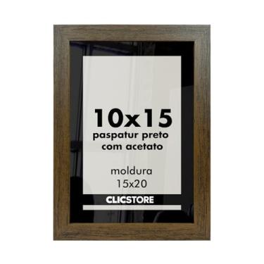 Imagem de Moldura Paspatur Quadro 10x15 Preto Acetato Porta Retrato Foto Fotografia Parede Madeira Cabeceira Quarto Sala Decor Cor
