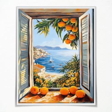 Imagem de Arte de parede estilo retrô Henri Matisse pôster de janela aberta Fauvismo Matisse pintura a óleo litoral mediterrâneo vista arte de laranjeira impressões para decoração de cozinha estética sem