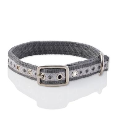 Imagem de Pet Passion Coleira de cachorro com fita reciclada ajustável para todas as raças de animais de estimação, Fair Isle Gray, 2GG