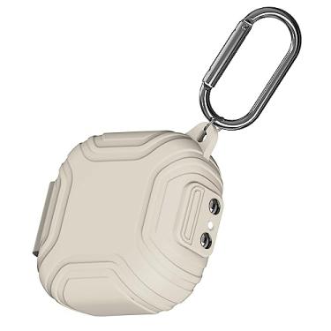 Imagem de UCPOVT [Trava De Segurança] Capa Silicone Para Fones Ouvido Bluetooth Sem Fio Shokz Openfit Aberto, Protetora Completa Anti-Riscos E À Prova Choque T910 Com Chaveiro (Branco-Sujo)