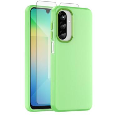 Imagem de Asuwish Capa de telefone para Samsung Galaxy A26 5G, compatível com Magsafe Magnetic, protetor de tela de vidro temperado, traseira fosca translúcida à prova de choque, capa fina A 26 26A LTE mulheres