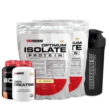 Imagem de Kit 2x Optimum Isolate Whey Protein 2kg + Creatina 100% 100g + BCAA 10