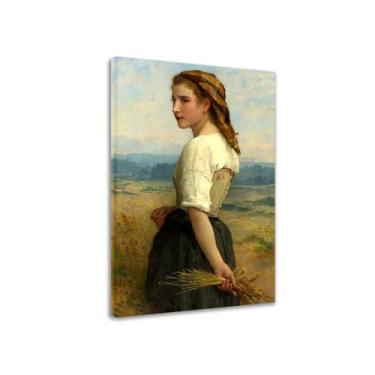 Imagem de LXURY Bouguereau.The Gleaning Girl.Reprodução de pinturas famosas. Arte de parede em tela. Pôsteres e impressões. Imagem para decoração de casa 50 x 83 cm Moldura interna