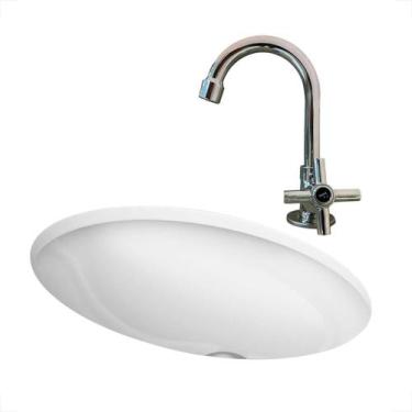 Imagem de Kit cuba embutir oval 39 x 30 cm com torneira cromada - ONIX