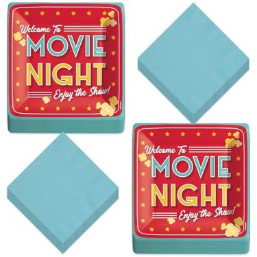 Imagem de Pratos de jantar de papel em forma de pipoca e guardanapos de almoço de toco de bilhete de cinema (serve 20)