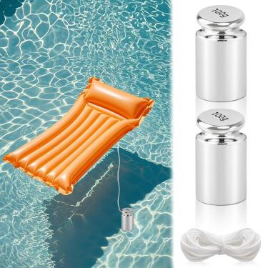 Imagem de MXOYOXM Conjunto de âncora flutuante de piscina com 2 peças, âncora flutuante pequena de pesos de piscina com âncora de corda de 1,2 m, kit de substituição de boia de dossel para peso flutuante