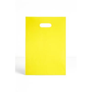 Imagem de Sacola Plástica Boca de Palhaço/Alça Vazada, 40x50, Diversas Cores (Amarelo)