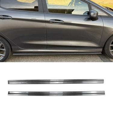 Imagem de Extensão de spoiler de lábio de saia lateral de carro difusor protetor compatível com Fiesta MK8 ST Line 2018+ acessórios de avental divisor de saia lateral do carro (aparência de carbono)