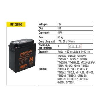 Imagem de Bateria Motobatt Mbtx20u-hd Bmw Gs 1150 K1200 R1150