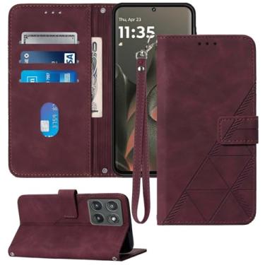 Imagem de Moment Dextrad Capa carteira para Motorola Edge 2025, compartimentos para cartão, alça de pulso, proteção interna de telefone TPU, capa flip de couro PU para Moto Edge 2025 (vermelha)