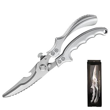 Imagem de Tesouras de cozinha, tesouras de cozinha resistentes, tesouras de aves, tesouras de aço inoxidável para alimentos, várias tesouras afiadas utilitárias para frango, peru, peixe, dia de Ação de Graças e