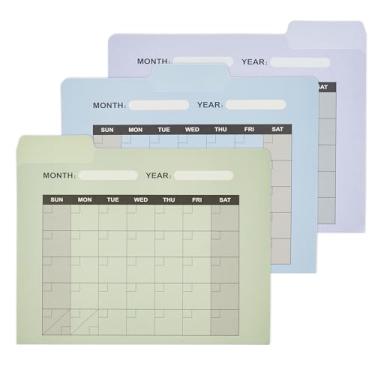 Imagem de Y YOMA Pacote com 12 pastas de arquivo coloridas, tamanho carta, calendário, pasta de arquivo com aba de 1/3 de corte, fofa, decorativa, pesada, organizadores de arquivos para escritório, escola, casa