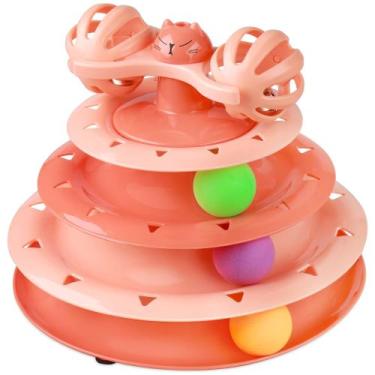 Imagem de Mesa giratória Cat Toy UPSKY Roller de 4 níveis com 3 bolas e campainh