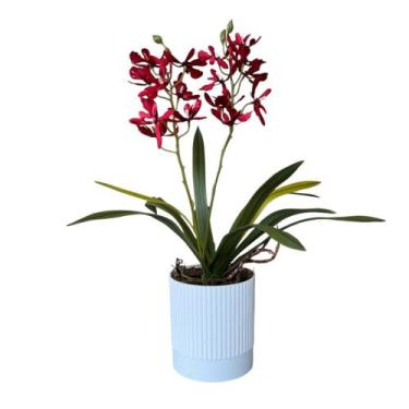 Imagem de Arranjo Orquídea Artificial Vaso Plástico Planta Decorativa - Floralis