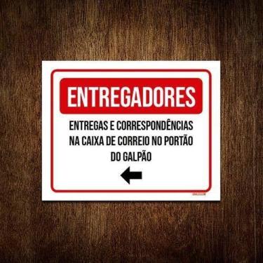 Imagem de Placa Entregadores Galpão Seta Esquerda 27X35 - Sinalizo