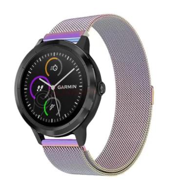 Imagem de Pulseira de Aço Milanese loop Marca 123Smart Compativel com GT2 46mm GT3 46mm GT4 46mm GT Runner 46mm Venu 2 45mm Venu 3 45mm Vivoactive4 45mm Vivoacitive5 45mm Forenrunner 255 46mm Forenrunner 255 Music 46mm Forerunner 745 Forerunner 945 (22mm, Camaleão)