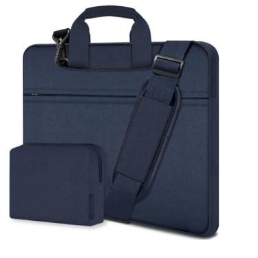 Imagem de Bolsa de ombro fina para laptop de 13 a 14 polegadas com capa pequena compatível com MacBook Pro de 14 polegadas, Mac Air/Pro de 13 polegadas, XPS 13/14 e mais, Azul, 13"-14"
