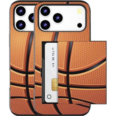 Imagem de MUQR Capa compatível com Phone 17 Pro com porta-cartão fofo - Design Kawaii Capa carteira robusta com proteção contra quedas de grau militar para mulheres (esportes de basquete preto)