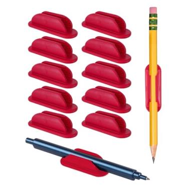 Imagem de Porta-lápis adesivos para mesa, conjunto de 10 unidades, suporte de caneta de silicone com 15 almofadas adesivas de acrílico atualizadas, suporte de lápis flexível para acessórios essenciais de