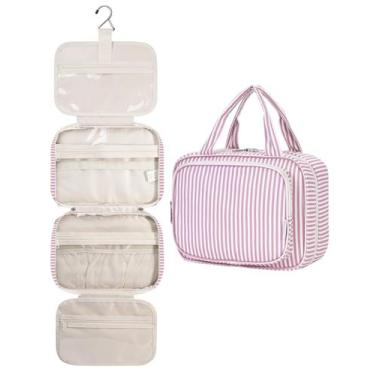 Imagem de Bolsa de higiene Narwey Striped Dusty Pink Stripe para mulheres