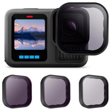 Imagem de Conjunto de filtros ND compatível com Go Pro Hero 13Black, pacote com 3 (ND8 ND16 ND32) kit de filtro de lente polarizadora de densidade neutra HD com revestimento múltiplo, acessório para câmera de