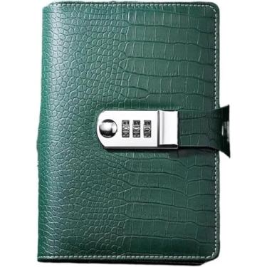 Imagem de Caderno A6 A5 Caderno De Fichário Vintage Luxo Crocodilo Couro Texturizado Diário Senha Livro De Notas Com Fechadura Agenda De Escritório Homem Presente Para Estudo, Trabalho, A6 White