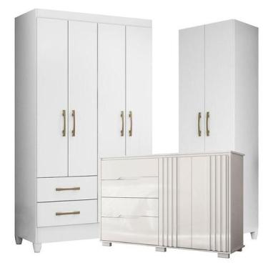 Imagem de Guarda Roupa Solteiro Chile com Cômoda Texas e Armário Multiuso New Ír