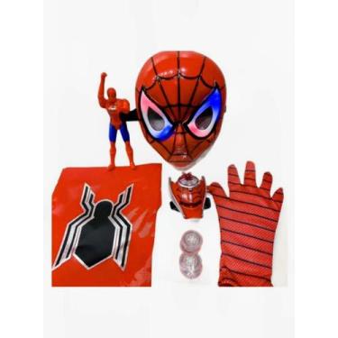 Imagem de Brinquedo kit de máscara, capa, luva lançador de disco e boneco do hom