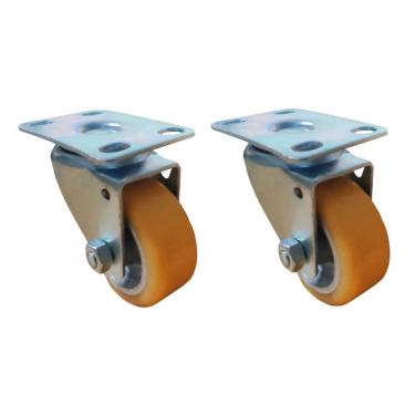 Imagem de 02 Rodizio Reforçado De Poliuretano Placa Giratória 50Mm