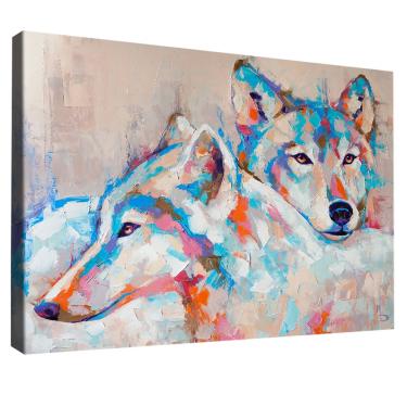 Imagem de Quadro Decorativo Casal de Lobo Aquarela