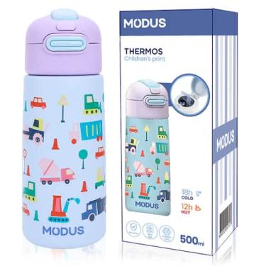Imagem de Garrafa Térmica Infantil Modus Inox 500ml Com Canudo Isolamento A Vácu
