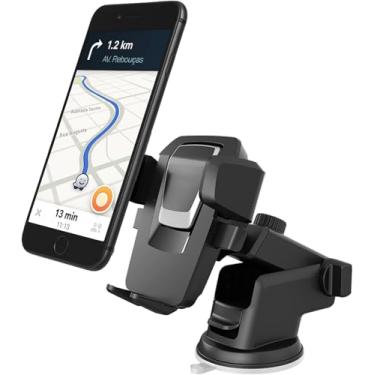 Imagem de Suporte de Celular para Carro com Ventosa Forte – Trava Automática Antiqueda, Ajustável 360°, Para Painel e Vidro Ideal para Waze, GPS, Uber – Modelo Premium