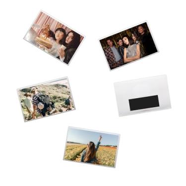 Imagem de HIYQIN Pacote de 5 molduras magnéticas de geladeira acrílica para quadros Polaroid / Fuji Instax Mini 3 polegadas com tela transparente - versão horizontal