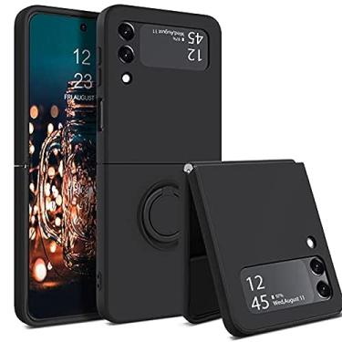 Imagem de Para samsung z flip 5 caso anel titular silicone líquido casos de telefone para samsung z flip 3 zflip 4 zflip5 capa macia, preto, para samsug z flip 5