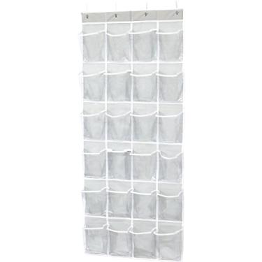 Imagem de Organizador de sapatos simples para pendurar na porta com 24 bolsos grandes transparentes, cinza (137 cm x 57 cm)
