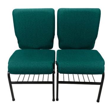 Imagem de 02 Cadeiras para Igrejas c/ Porta Biblía e Porta Cálice Verde