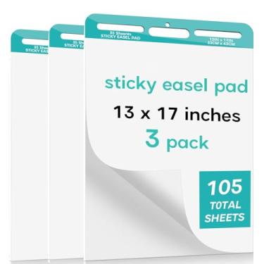 Imagem de Hiyiton Bloco de cavalete adesivo, 33 cm x 43 cm, papel gráfico flip, papel gráfico adesivo para professores, papel de cavalete autoadesivo, super pegajoso e resistente a derramamento, 35 folhas/bloco