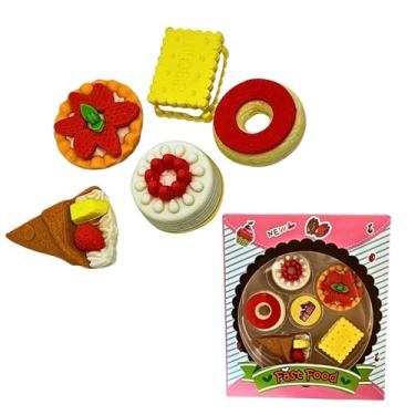 Imagem de Kit de Borrachas Decorativas Fast Food, 5 Unidades, Miniaturas de Sobremesas em Borracha, Colecionáveis para Presentes e Material Escolar