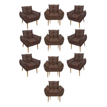 Imagem de Kit 10 Poltronas Opala Sala Quarto Recepção Salão Suede Cor:marrom
